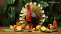 Thanksgiving Turkey Dinner in Paper Origami Style
