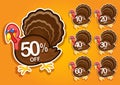 Thanksgiving Turkey discount stickers / labels Royalty Free Stock Photo