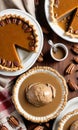 Thanksgiving Turkey Gravy Beside A Slice Of Pecan Thanksgiving Pi. Generative AI