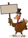 Thanksgiving turkey Holding A Blank Sign Royalty Free Stock Photo