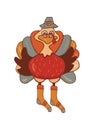 Thanksgiving turkey image funny cute. For greeting cards design. Vector illustration Royalty Free Stock Photo