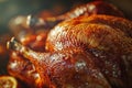 Thanksgiving turkey sereved on a kitchen table. Closeup shot. Ai generative Royalty Free Stock Photo