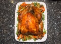 Thanksgiving turkey with vegies on white plate Royalty Free Stock Photo