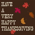 Thanksgiving typography with falling leaves on brown Royalty Free Stock Photo