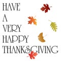 Thanksgiving typography graphic with falling leaves Royalty Free Stock Photo