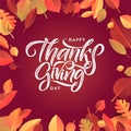 Thanksgiving Typography Poster. Celebration Huote Happy Thanksgiving for Holiday Postcard. Calligraphic logo or badge on Brown