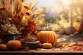 Thanksgivingthemed blog post header with fall Royalty Free Stock Photo