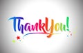 ThankYou! Handwritten Word Text with Rainbow Colors and Vibrant Swoosh