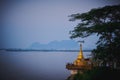 Thanlyin river and Stupa Hpa An Myanmar