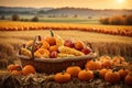 Thansgiving Erntedank agriculture harvest banner Pumpkins. ai generative