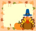 Thanskgiving background with turkey and pumpkin