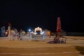 Thar desert, Rajasthan, India - October 15th 2019 : Female dancer dancing Bhavai, a folk dance, balancing six earthen pots on her