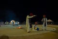 Thar desert, Rajasthan, India - October 15th 2019 : Rajasthani folk singers are singing folk songs in cultural program at desert