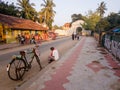 A cycle parked on a street in the old town of Tranquebar