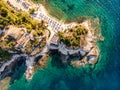 Thasos island main Beach at sunset shot from a drone