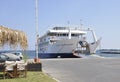 Thassos, August 20th: Ferryboat in the Limenas Port from Thassos island in Greece