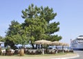 Thassos, August 20th: Terrace in Potos village from Thassos island in Greece