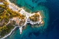 Thassos beach Karnagio near Thasso Town Limenas aerial view