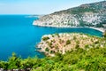 Thassos beautifull coastline - white sand, green forest and turquoise water