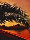 Thassos Ferry at sunset Royalty Free Stock Photo