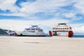 Thassos, Greece port view with ferry boats Royalty Free Stock Photo