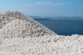 Thassos white marble (dolomite) quarry in Saliara Beach, the Aegean sea coastline, Greece Royalty Free Stock Photo