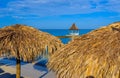 Umbrellas on Tropical Beach Royalty Free Stock Photo