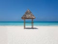 Thatched beach canopy or parasol on the beach, ocean Royalty Free Stock Photo