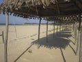 African beach huts and coastal Mozambique Royalty Free Stock Photo