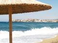 Thatched beach umbrella