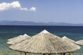 Thatched beach umbrella in Greece resort