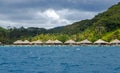 Thatched bungalow on the Bora Bora island Royalty Free Stock Photo