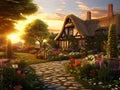 A Thatched Cottage Garden at Sunrise: A Swedish Fable