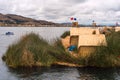 Thatched home on Floating Islands on Lake Titicaca, Peru
