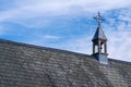 Thatched roof cottage in a typical English village with scenic views of Exmoor national park. Copy space for text. Royalty Free Stock Photo