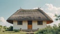 Thatched Roof Hut Primitive Dwelling Rural Structure. Royalty Free Stock Photo