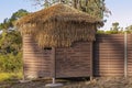 Thatched Timber Bird Hide At Sapphire Wetlands Reserve Australia