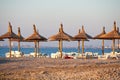 Thatched umbrellas on the beach