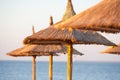 Thatched umbrellas on the beach