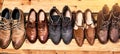 Thats my kinda shoes. a selection of shoes lined up together.