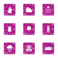 Thaw icons set, grunge style