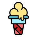 Thawed ice cream icon color outline vector