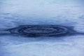 Thawing hole in ice