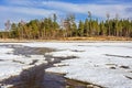 Thawing of ice on the Ob River Royalty Free Stock Photo