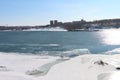 The thawing ice on the Ob River in the spring Royalty Free Stock Photo