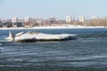 The thawing ice on the Ob River in the spring Royalty Free Stock Photo