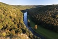 Thaya river during summer or autumn time. Sunny day in the Thayatal Valley, National park, Lower Austria. Top view of the river Royalty Free Stock Photo