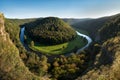 Thaya river during summer or autumn time. Sunny day in the Thayatal Valley, National park, Lower Austria. Top view of the river Royalty Free Stock Photo