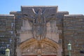 Thayer Hall entrance. This historic building completed in 1909 houses the military academy`s bookstore