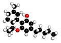 THC delta-9-tetrahydrocannabinol, dronabinol cannabis drug molecule. 3D rendering. Atoms are represented as spheres with. Royalty Free Stock Photo